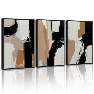 Black Abstract Shapes Framed Canvas Wall Art 12x16in Black Frame