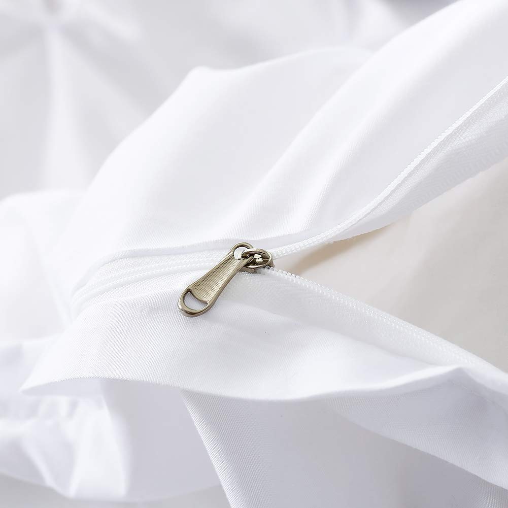 Edge Ruffle Duvet Cover Set 3 Piece with Zipper & Corner Ties 100% Egyptian Cotton 600 Thread Count Luxurious 1 Duvet