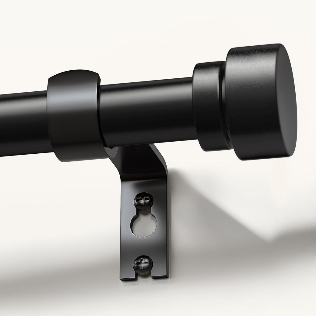 Black Curtain Rods for Windows Heavy Duty 1" Diameter Window Curtain Rod with Decorative