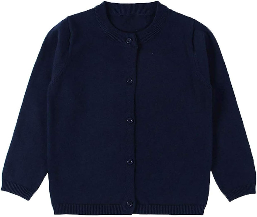 Baby Girls Boys Cotton Cardigan Long Sleeve Kid Button Sweater Girl Crew Neck Cardigans Uniform Sweater