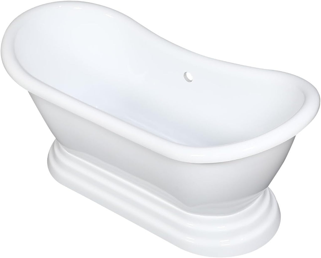 VTPDS602827 Aqua Eden 60" Acrylic Double Slipper Pedestal Tub, Glossy White
