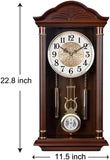Pendulum Wall Clock Battery Operated - Large Hanging Grandfather Wall Clock with Pendulum - Quiet Pendulum Clock - Chiming Wall Clock...