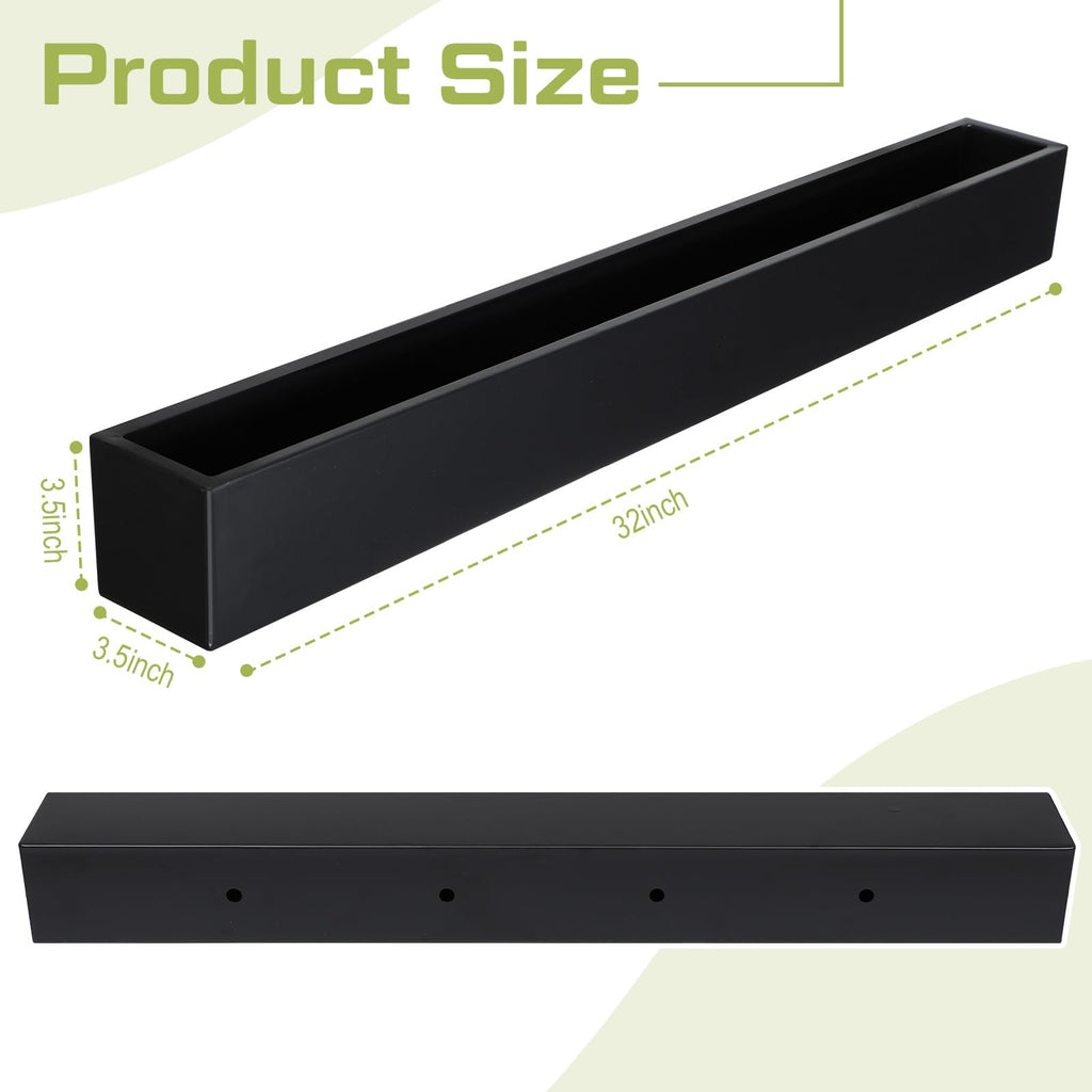 32 x 3.5 x 3.5 Inch 1 Pcs Long Rectangular Planter Box, Black