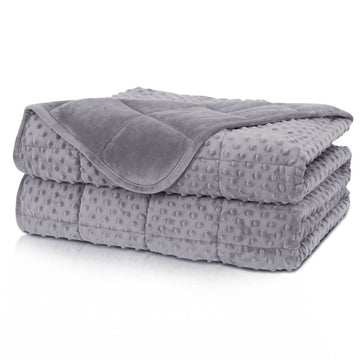 Weighted Blanket Twin 12lbs for Adult(48"×72", Gray) Breathable Soft Minky Weighted Throw Blanket for All Season, Heavy