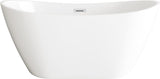 Elodie 54 Inch Soaking Double Slipper Bathtub, Modern Style, Glossy White