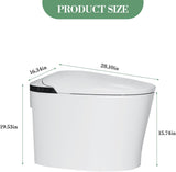 Smart Toilet with Auto-Flush & Heated Seat - Foot Sensor, Nightlight, Modern One-Piece Design
