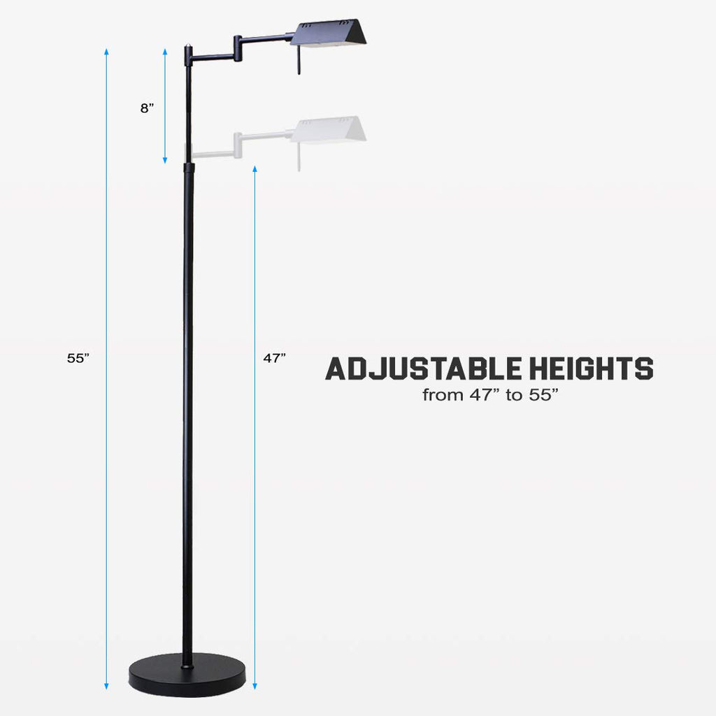 Brook Adjustable Dimmable LED Pharmacy Floor Lamp, Black