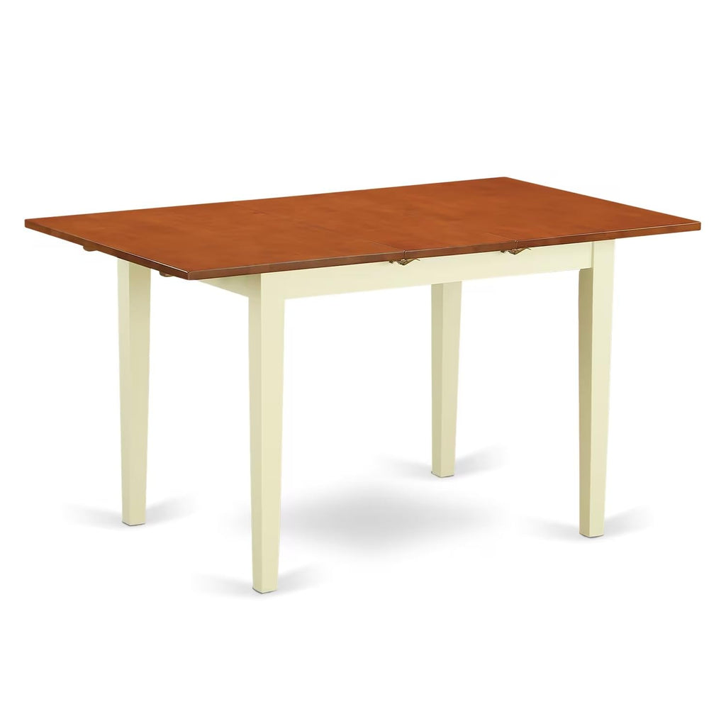 West Furniture NFT-WHI-T Norfolk Kitchen Dining Table - a Rectangle Wooden Table Top with Butterfly Leaf, 32x54 Inch