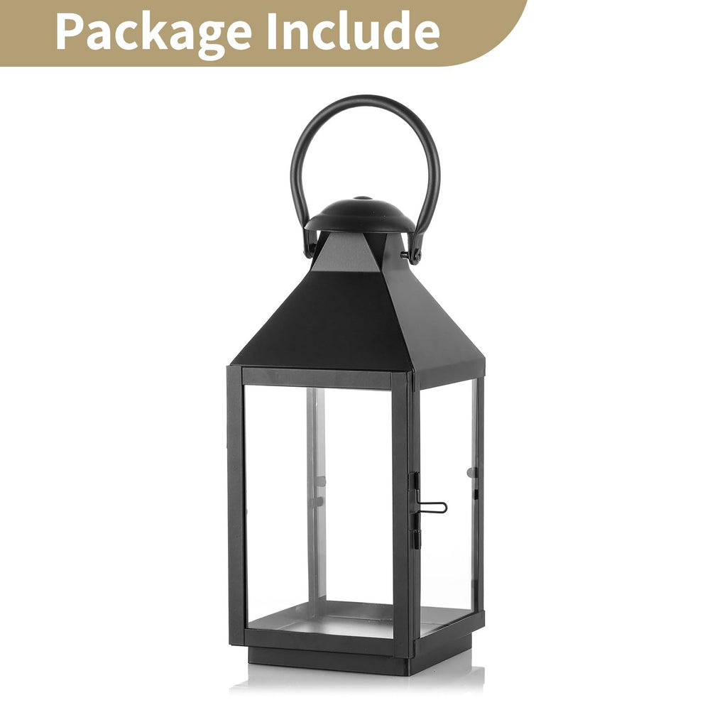 Black Decorative Candle Lantern: Metal Pillar Candle Holders