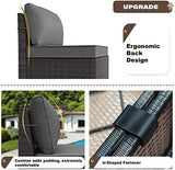 9-Piece Rattan Outdoor Patio Furniture Set - Conversation | Grey for Patio, Garden & Porch