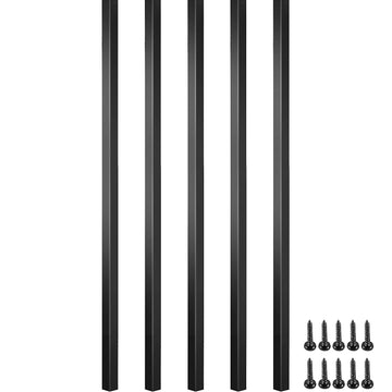 101 Pack 32" Iron Balusters, 3/4" Square Hollow Straight Metal Baluster for Decks Porch Stair Balcony Black Aluminum