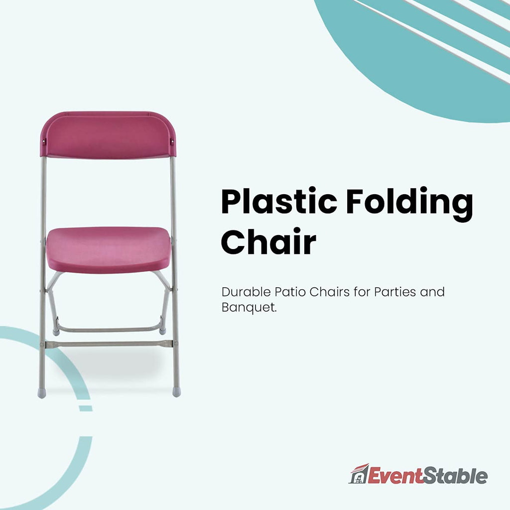 TitanPRO Stackable Plastic Folding Chair, Burgundy, 10-Pack