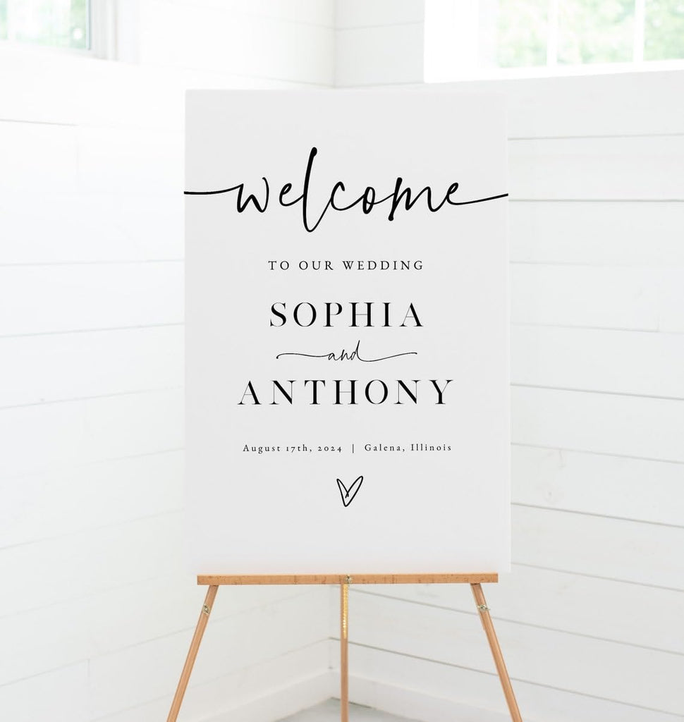 Minimalist Wedding Welcome Sign, Elegant Wedding Welcome Sign, 12" X 18" (Small), 27" (Medium), 36" (Large), Plastic
