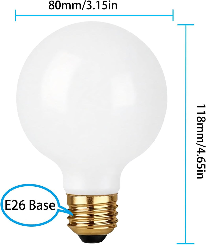 G25 Dimmable LED Globe E26 60W Warm White Vanity Light Bulbs, 4 Pack