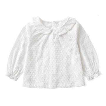 Toddler Long Sleeve Shirt, Peter Pan Collar, White