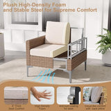 4-Piece Wicker Outdoor Patio Furniture Set - Conversation | Beige All-Weather Resistant with Thick Cushions for Backyard, Garden & Porch