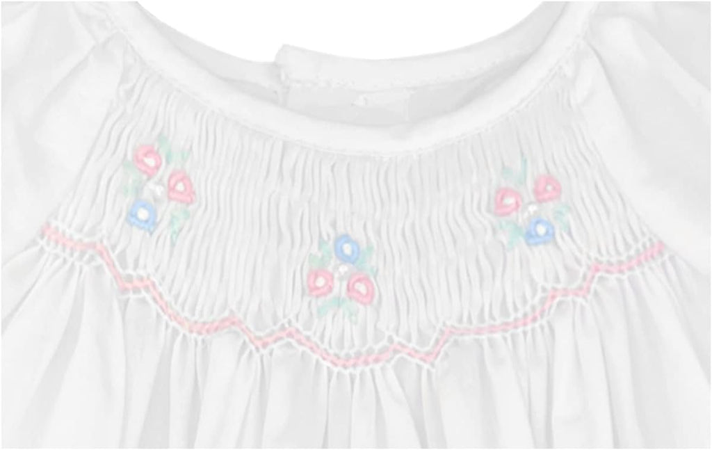 Baby Girls' Hand-Embroidered Smocked Bubble