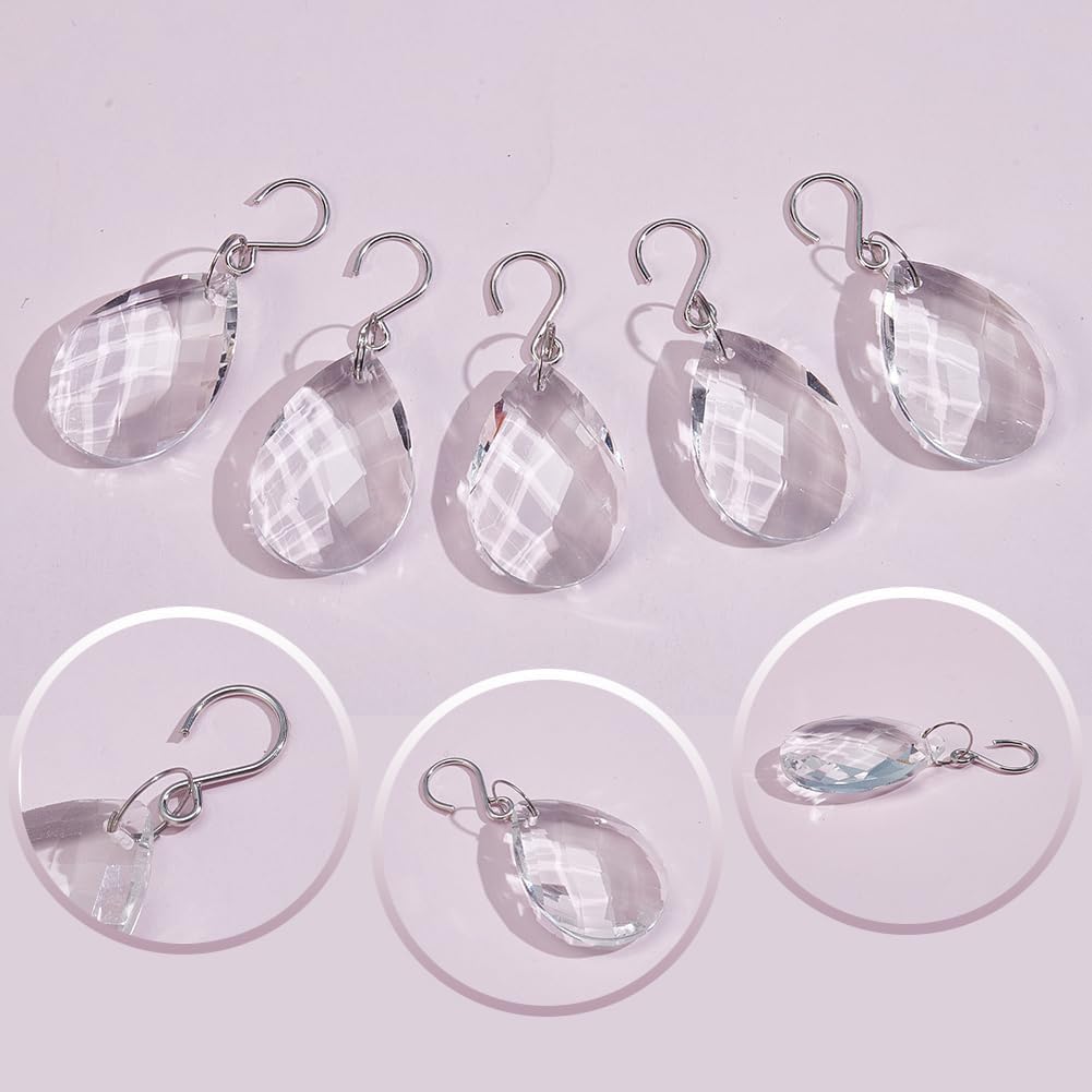1 Box 10Pcs 38mm Crystal Sun Catcher Prisms Chandelier Crystals Replacement Clear Glass Teardrop Prism Suncatcher