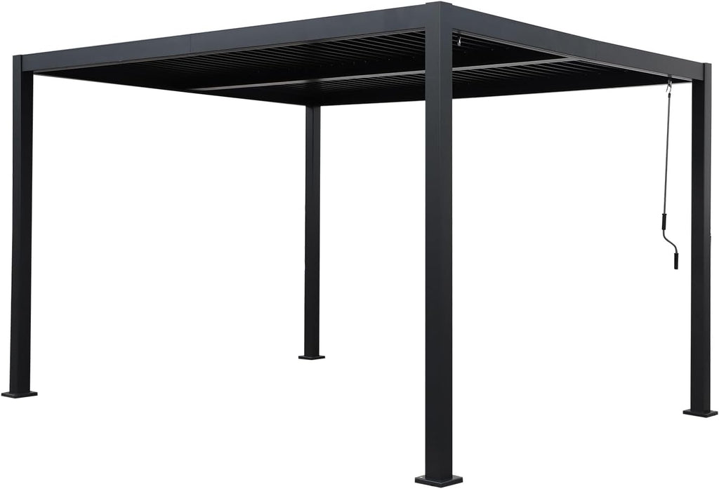 Outdoor Louvered Pergola 10' x 13', Aluminum Patio Pergola with Adjustable Roof