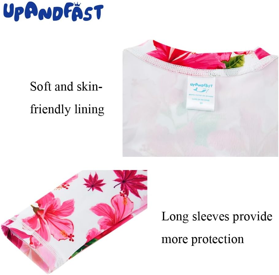 Girls Rash Guard Set Long Sleeve Two Piece Swimsuit with UPF 50+ Sun Protection for Girls