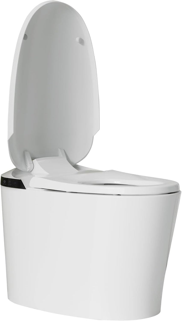 Smart Toilet with Auto-Flush & Heated Seat - Foot Sensor, Nightlight, Modern One-Piece Design