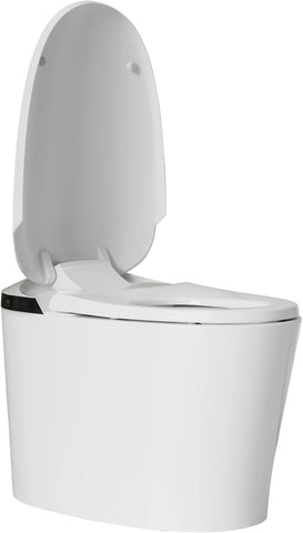 Smart Toilet with Auto-Flush & Heated Seat - Foot Sensor, Nightlight, Modern One-Piece Design