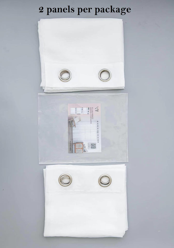 PI Sheer Cafe Curtains 108 Inches Long, Ring Top Hazy Aesthetic Window Draperies for Cafe/Restaurant 2 Panels (W52 X