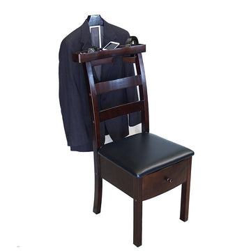 Chair Valet With Drawer Wooden Suit Valet Stand With Hanger for Men/Women