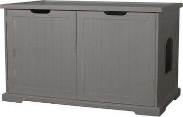 Cat Washroom Bench, Adjustable Partition, Gray