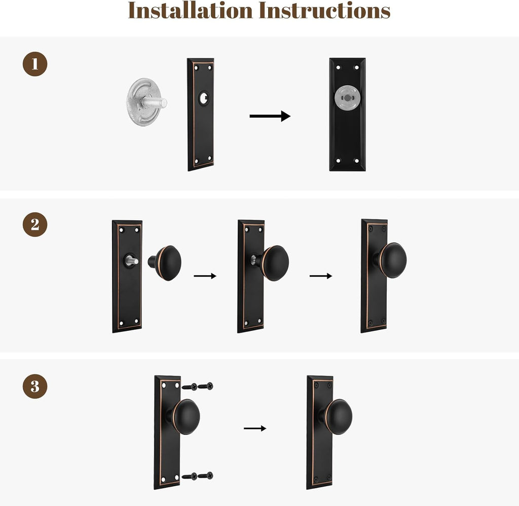 Dummy Door Knob Interior, Inactive Door Knobs for Closet, Antique Bifold Door Knobs Replacement, Single-Side Dummy