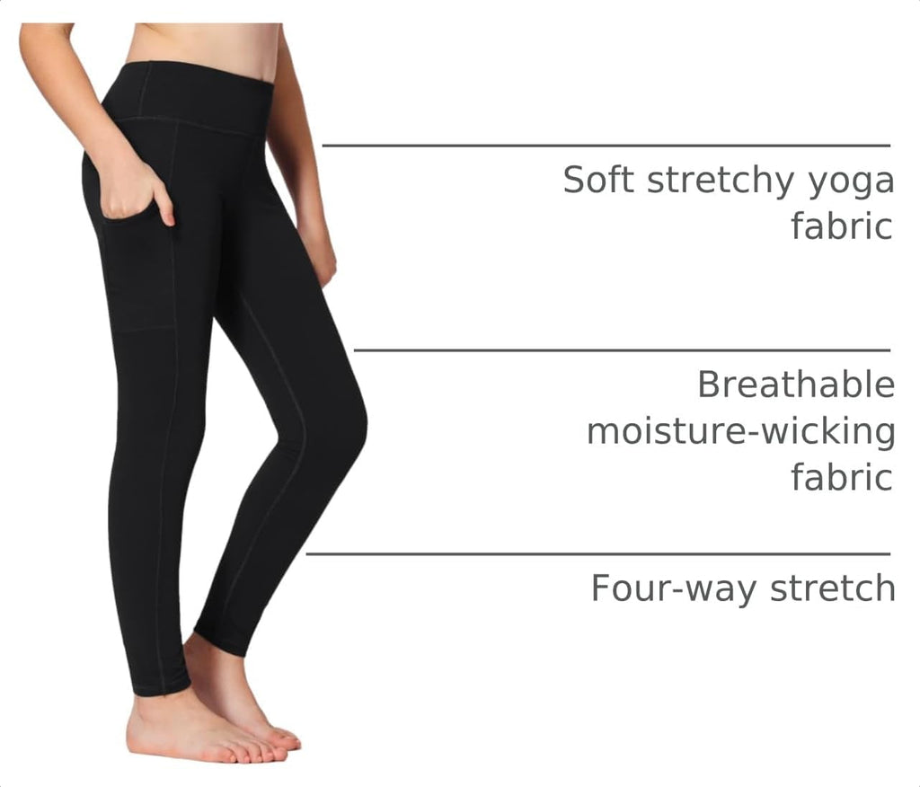 Girls Leggings with Pockets Kids Dance Yoga Running Athletic Pants