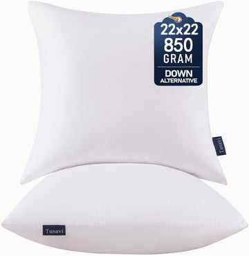 22 x 22 Throw Pillow Inserts() Firm & Fluffy Decorative Down Alternative 22 Pillows for Couch Sofa Bed Living - Set of 2