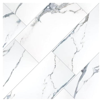 12x24 White Porcelain Tile with Bardiglio Grey Veins Matte Finish Backsplash, Bathroom, Fireplace, Countertop (1 Pc