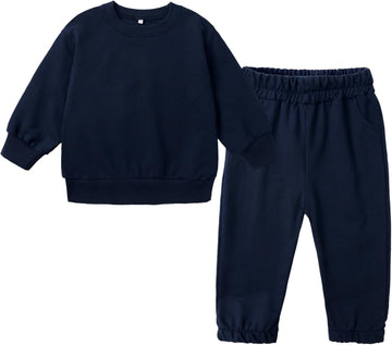 Toddler Boy Fall Outfits Boys Clothes Kids Solid Sweatsuits Cotton Sweatshirt and Pants Clothing Sets