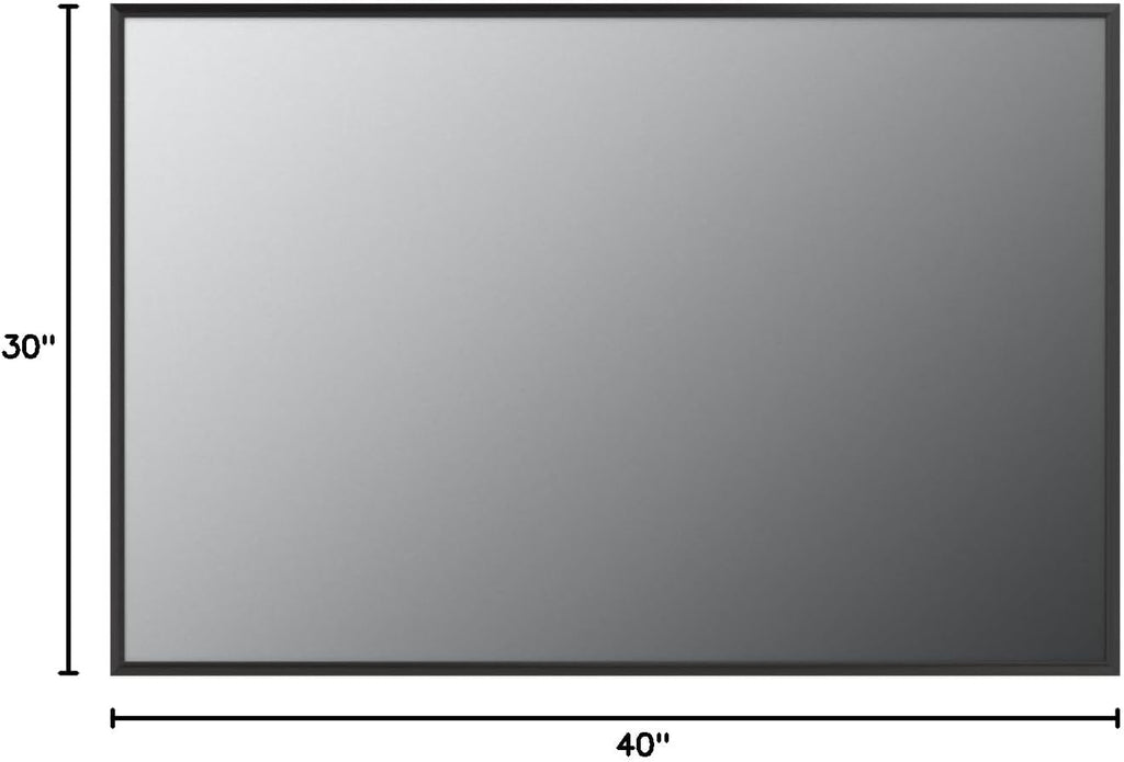 40"X30" Black Rectangle Bathroom Mirror Wall, Matte Black Aluminum Alloy Frame, Tempered Glass, Hangs Vertically or