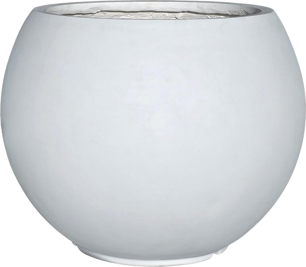 17" H x 21" Dia Round White Fiberstone Planter Pot with Drainage Hole, Extra Large Lightweight UV-Resistant Planter