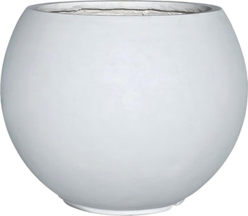 17" H x 21" Dia Round White Fiberstone Planter Pot with Drainage Hole, Extra Large Lightweight UV-Resistant Planter