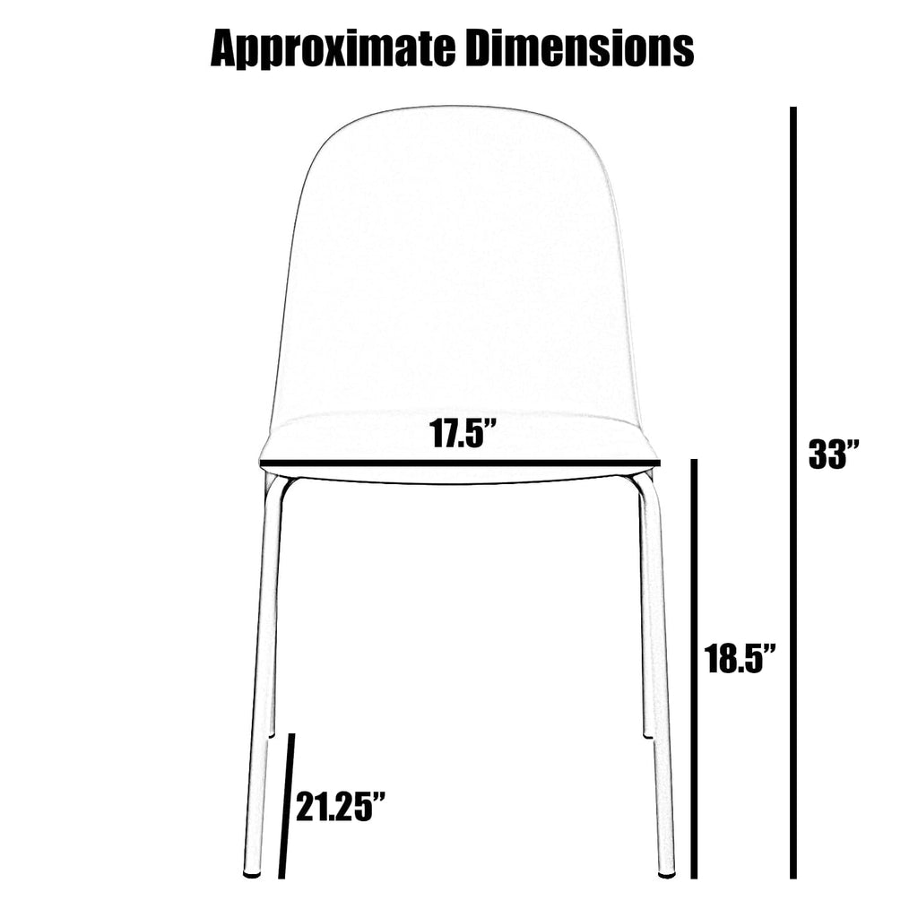 Modern Stackable Armless Dining Chair | Plastic Shell Seat with Metal Legs | Indoor or Outdoor Use | Home Kitchen