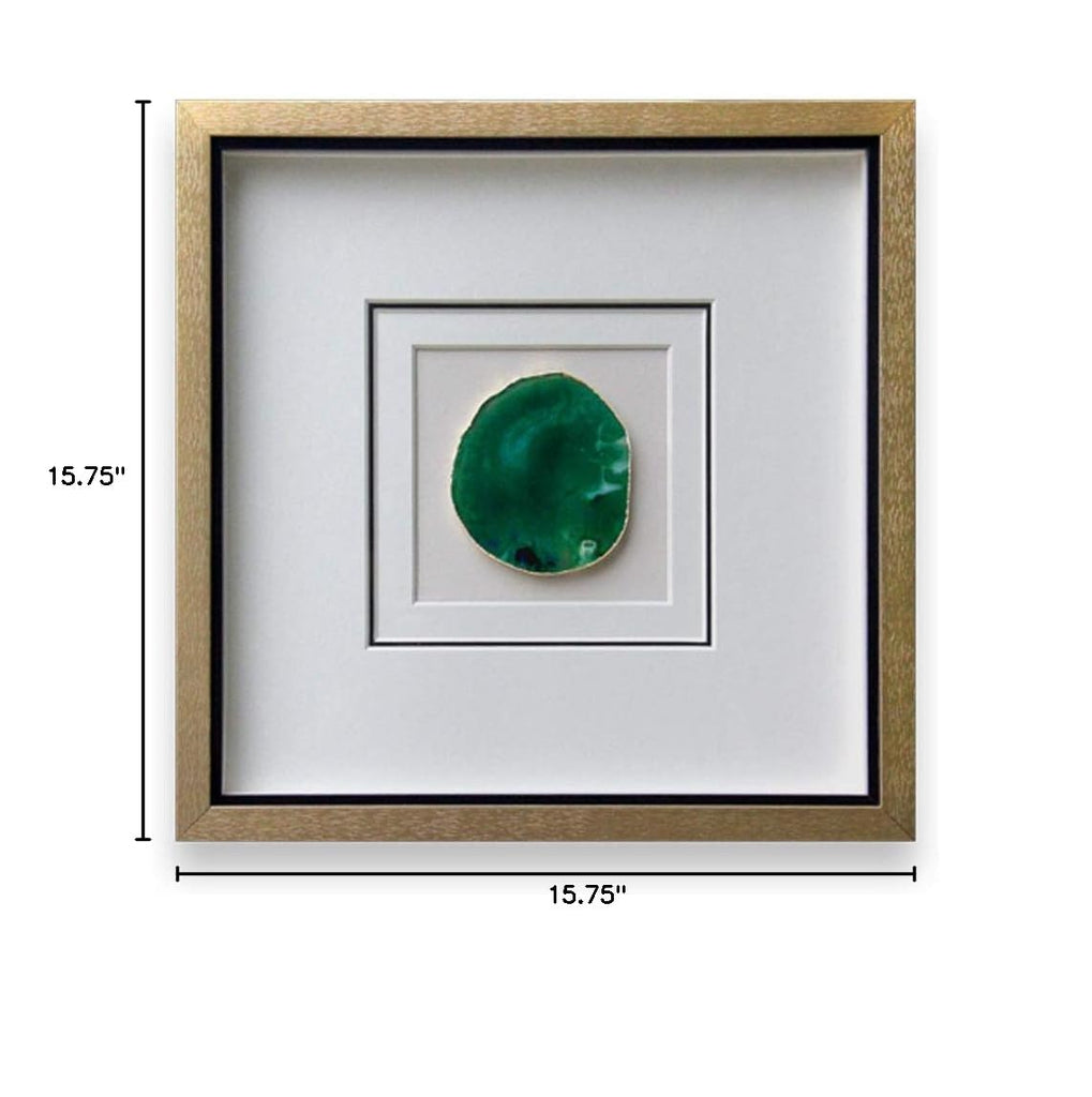 Handmade 40x40cm Gold Edge Agate 3d Wall Art with Shadow Box Frame Front Glass Bedroom Decoration