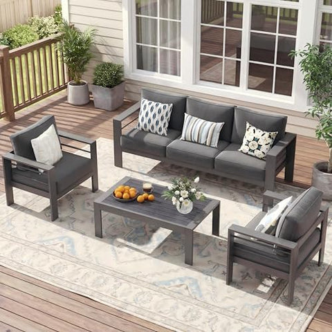 Aluminum Outdoor Patio Furniture Set - Conversation | All-Weather Resistant for Patio, Garden & Porch