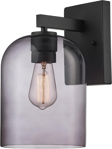Electric 44790 Utica 1-Light Outdoor Wall Sconce, Black, Smoked Glass Shade, Bulb Not Included A123-B09DM72BFT
