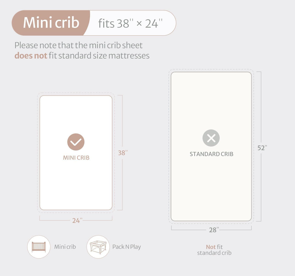 Muslin Mini Crib Sheets, 2 Pack, Brown Checkboard & Brown