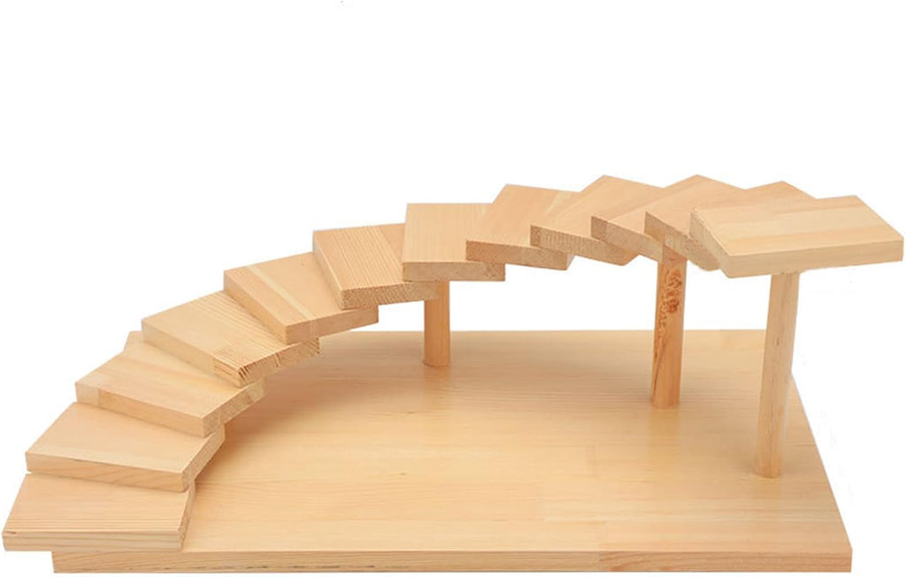 Japanese Wooden Sushi Plate Serving Tray, 12 Steps Stairs Creative Rotating Meat Plate Dish Sushi Sashimi Serving