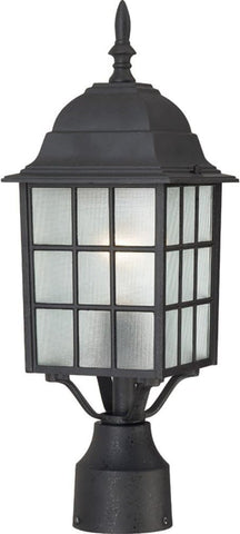 Adams One Light Post Lantern 100 Watt A19 Max. Frosted Glass Textured Black Outdoor Fixture