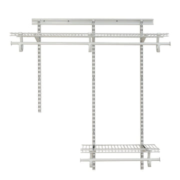 ShelfTrack Wire Closet Organizer System, Adjustable from 2 to 4 Ft., With Shelves, Clothes Rods, Hardware, Durable