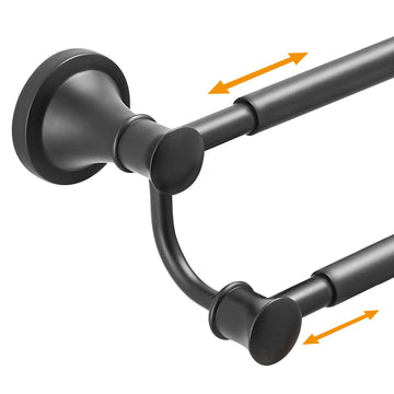 Double Towel Bar Towel Rack Holder Wall Mounted Black