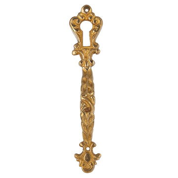 Fancy Cast Brass Decorative Pull Handle W/Keyhole Insert | 3 5/8" H x 3/4" W | Keyhole Cover Escutcheon Plate
