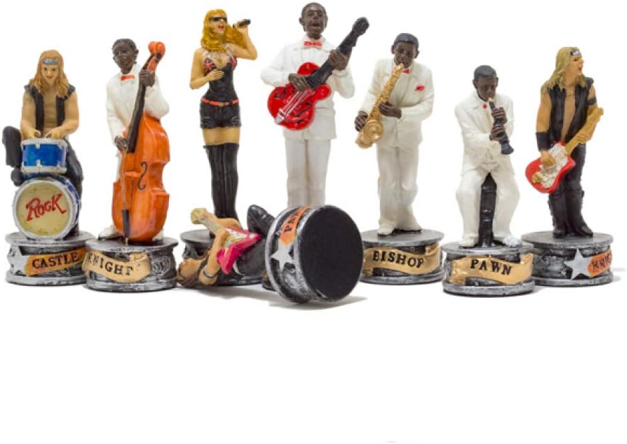 The Jazz Band Vs Rock Stars Hand Painted Themed Chess Pieces