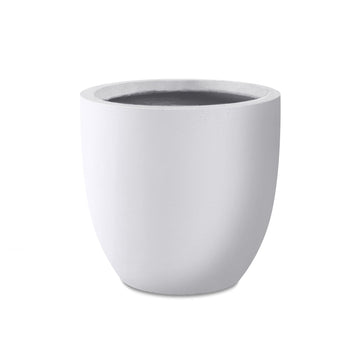 Accent Round Bowl White Concrete Planter 14" Dia, Outdoor