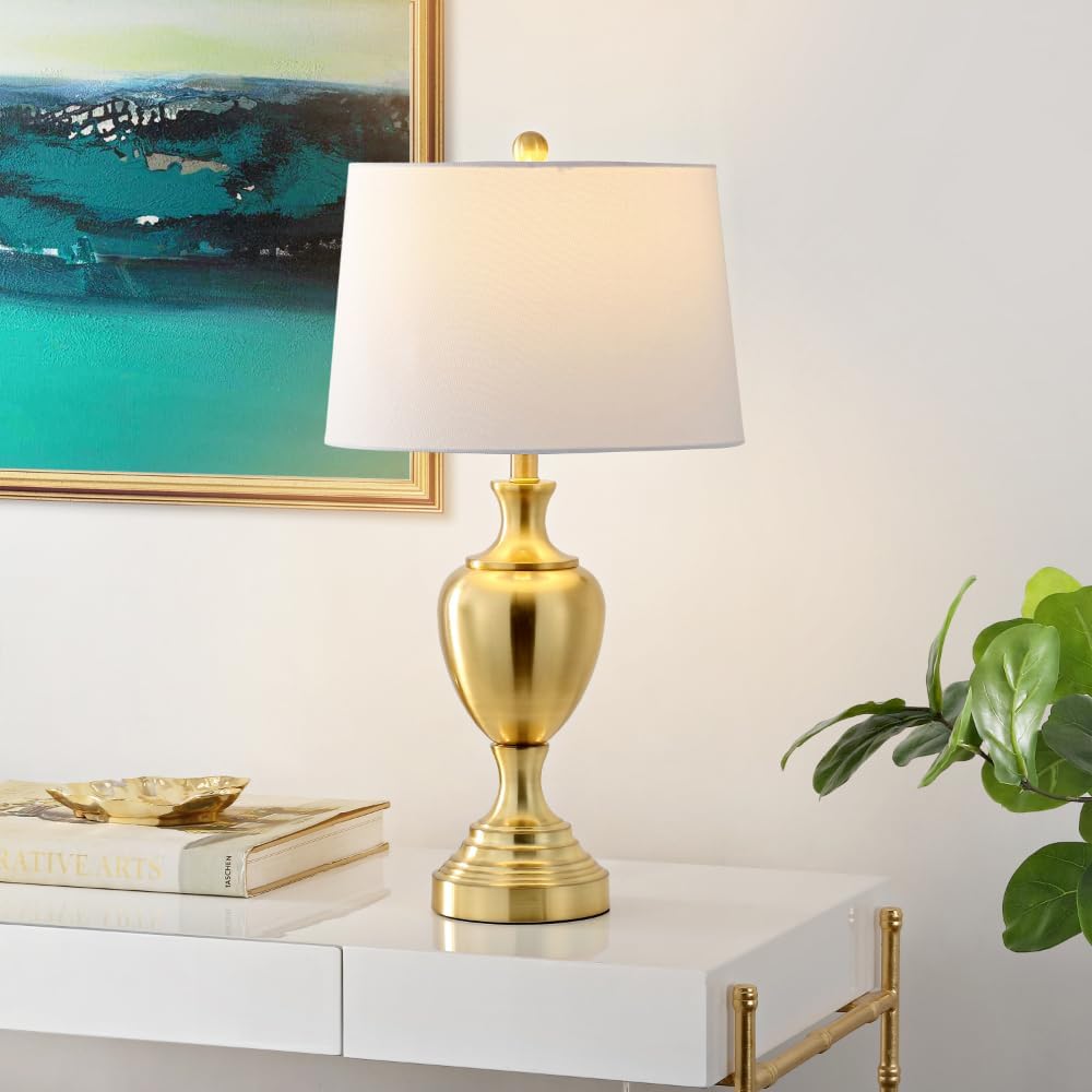 Poppy Modern Contemporary Brass Iron 28-inch Bedroom Living Room Home Office Desk Nightstand Table Lamp (LED Bulb